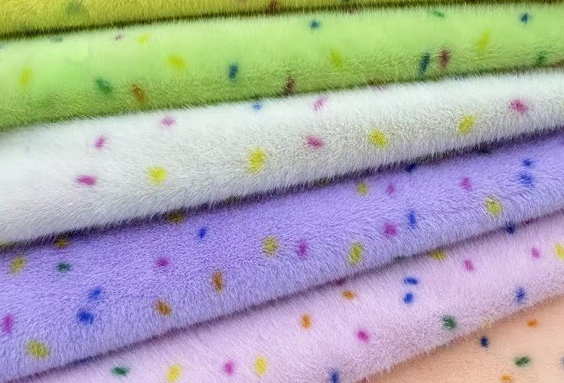 In giả lông chồn bằng polyester nguyên chất có chấm đầy màu sắc